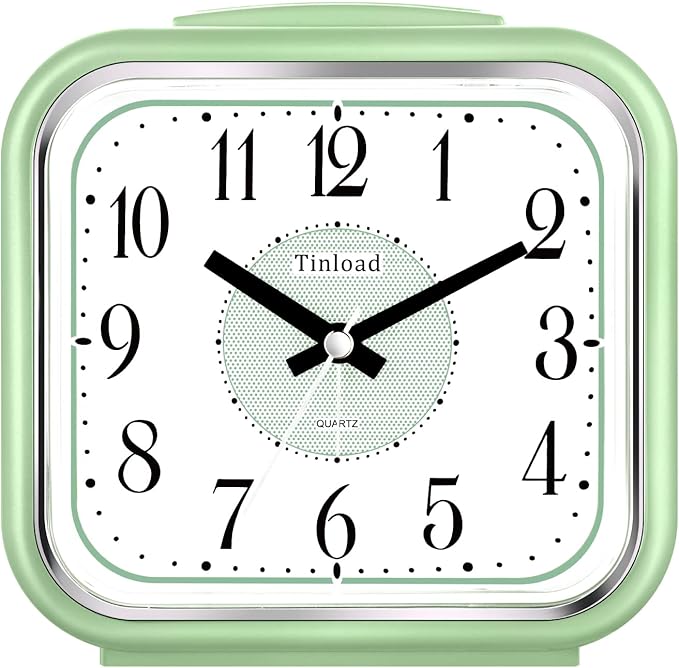 Tinload 5.5" Large Analog Alarm Clock Silent Non Ticking, Gentle Wake, Beep by Tinload