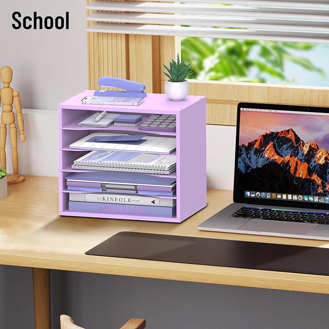 SHARKWOODS 5-Tier Wood Desk Organizer, Paper Tray Organizer - Image 9