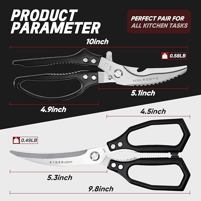 TIVOLI Kitchen Scissors Set Black, Japanese Stainless Steel Kitchen Shears - Image 5