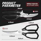 TIVOLI Kitchen Scissors Set Black, Japanese Stainless Steel Kitchen Shears - Image 5