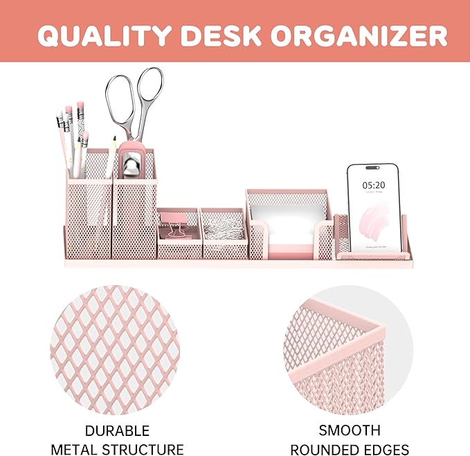 SUPEASY Pen Holder for Desk, 6 Piece Mesh Desk Organizer set for Office - Image 4