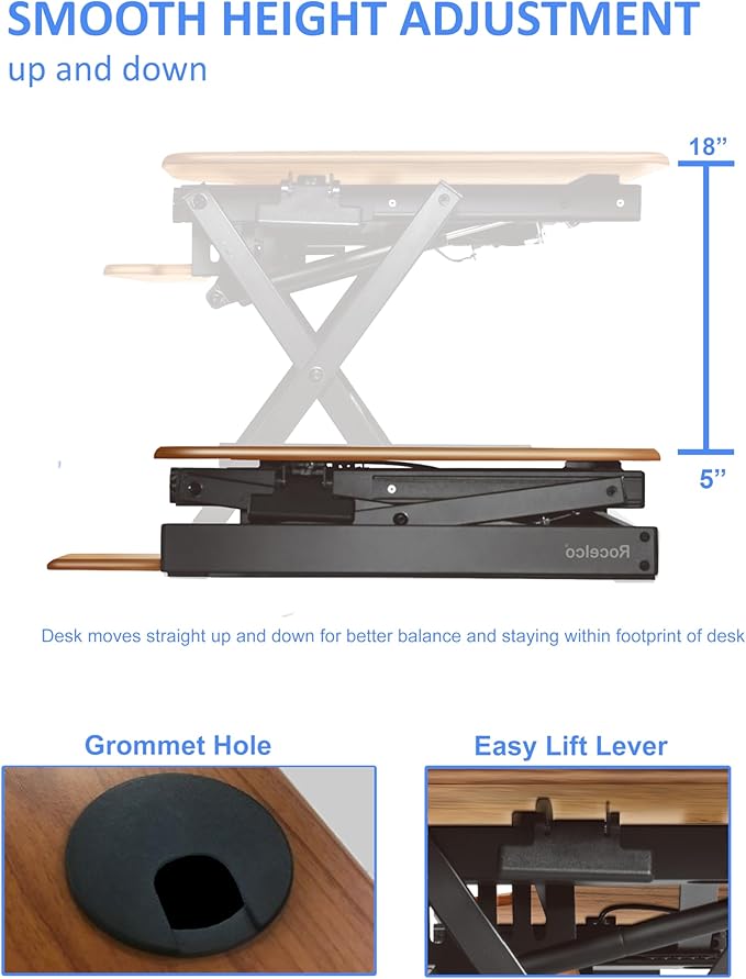 Rocelco 46" Height Adjustable Corner Standing Desk Converter - Image 2