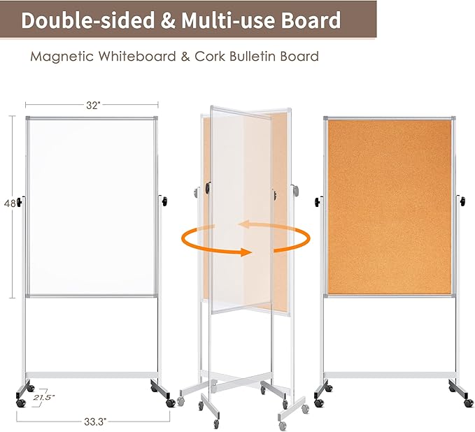 Double Sided Cork Board White Board, 32 x 48 inches Large Cork Board - Image 2