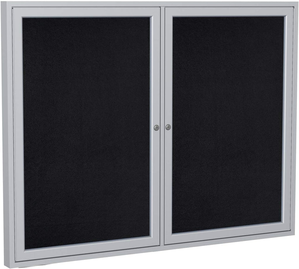 Ghent 36"x60" 2-Door indoor Enclosed Recycled Rubber Bulletin Board, Shatter