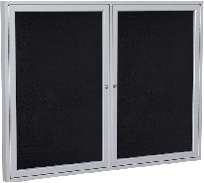 Ghent 36" x 48" 2-Door indoor Enclosed Recycled Rubber Bulletin Board, Shatter by Ghent