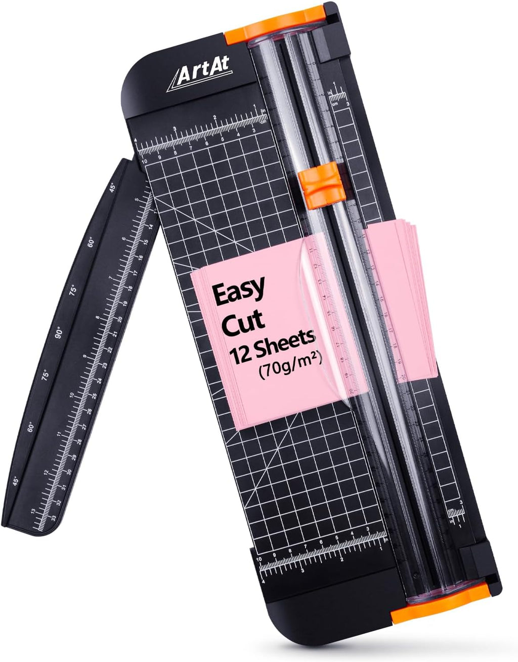 ArtAt A4 Paper Cutter 12 inch Black Paper Trimmer with Sliding Safety Blade | Precision cutting with side ruler for scrapbooks, cardstock, DIY craft, photos, coupon, labels, classroom craft projects