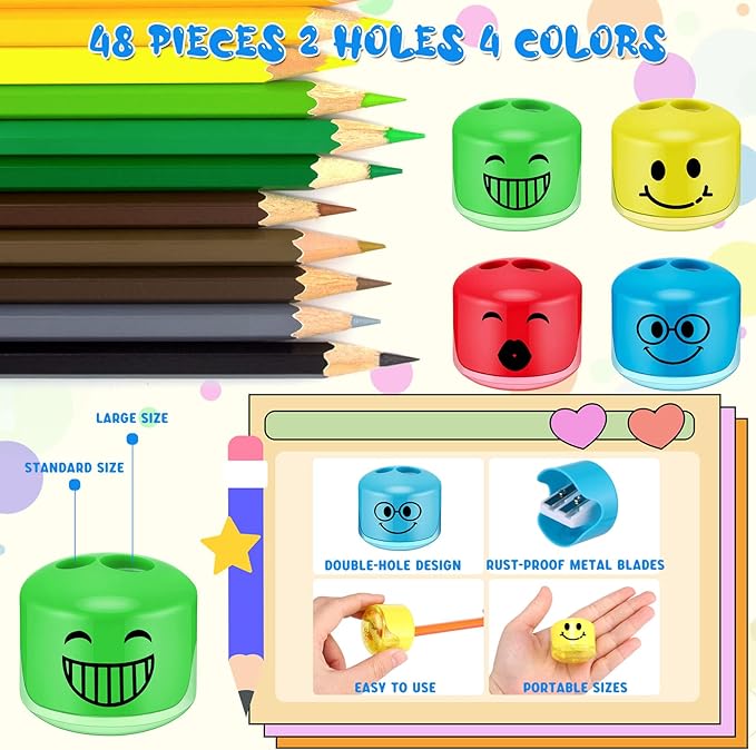 Crtiin 48 Pcs Back to School Pencil Sharpeners - Image 3