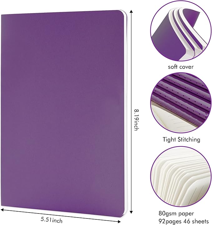 feela 8 Pack Soft Cover Journal Bulk, Notebooks College Ruled - Image 2