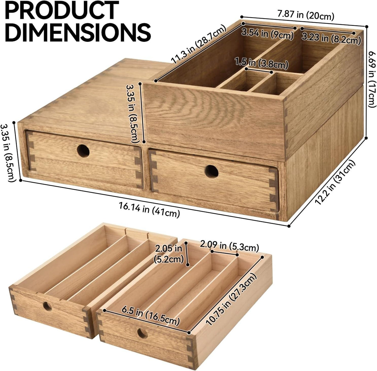 KIRIGEN Wooden Coffee Station Organizer with Drawers, K Cup Holder, Brown