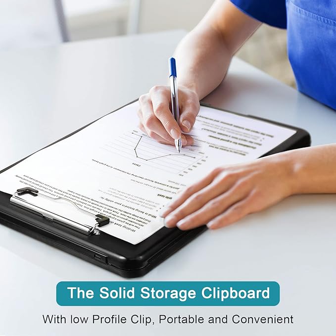 6 Pieces Clipboard with Storage, 9.5 x 13.5 Heavy Duty Plastic Storage Clipboard - Image 5