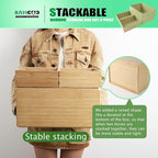 3-Piece Large Bamboo Storage Box Set, 7.1 in High Stackable Deep-Drawer - Image 3