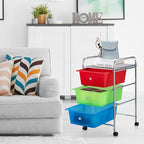 Giantex Rolling Cart with Drawers, Craft Organizer with Wheels, 3 Drawer - Image 6