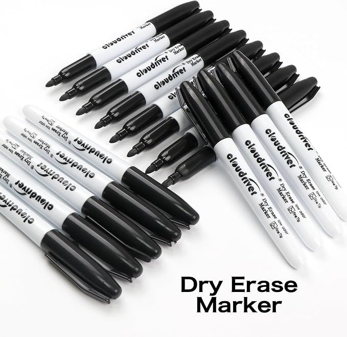 cloudriver Fine Tip Dry Erase Markers Black, 60 Pack Black Whiteboard Markers - Image 4