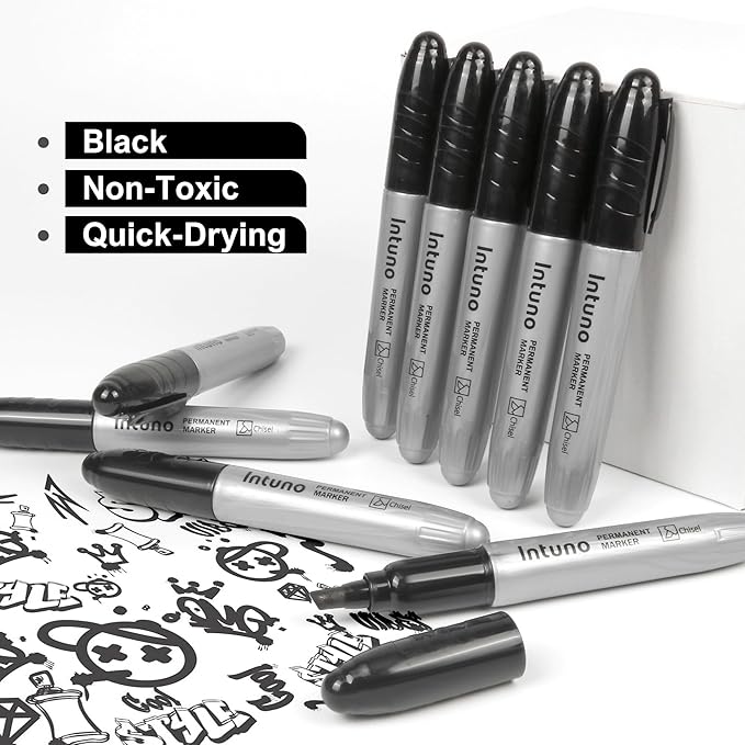 INTUNO Jumo Permanent Markers, Chisel tip, Oil-Based Permanent Markers - Image 4