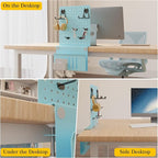 Henitol Desk Side Storage with Clamp-On Desk Pegboard, Steel Privacy Panel - Image 6