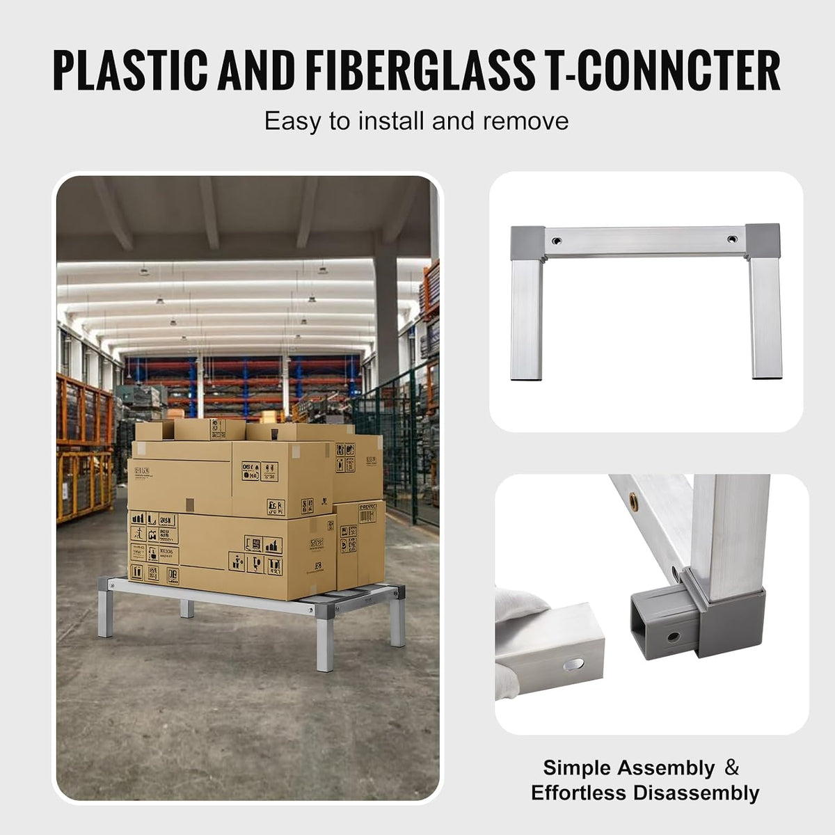 vevor aluminum dunnage rack, 36” x 20” commercial, side view
