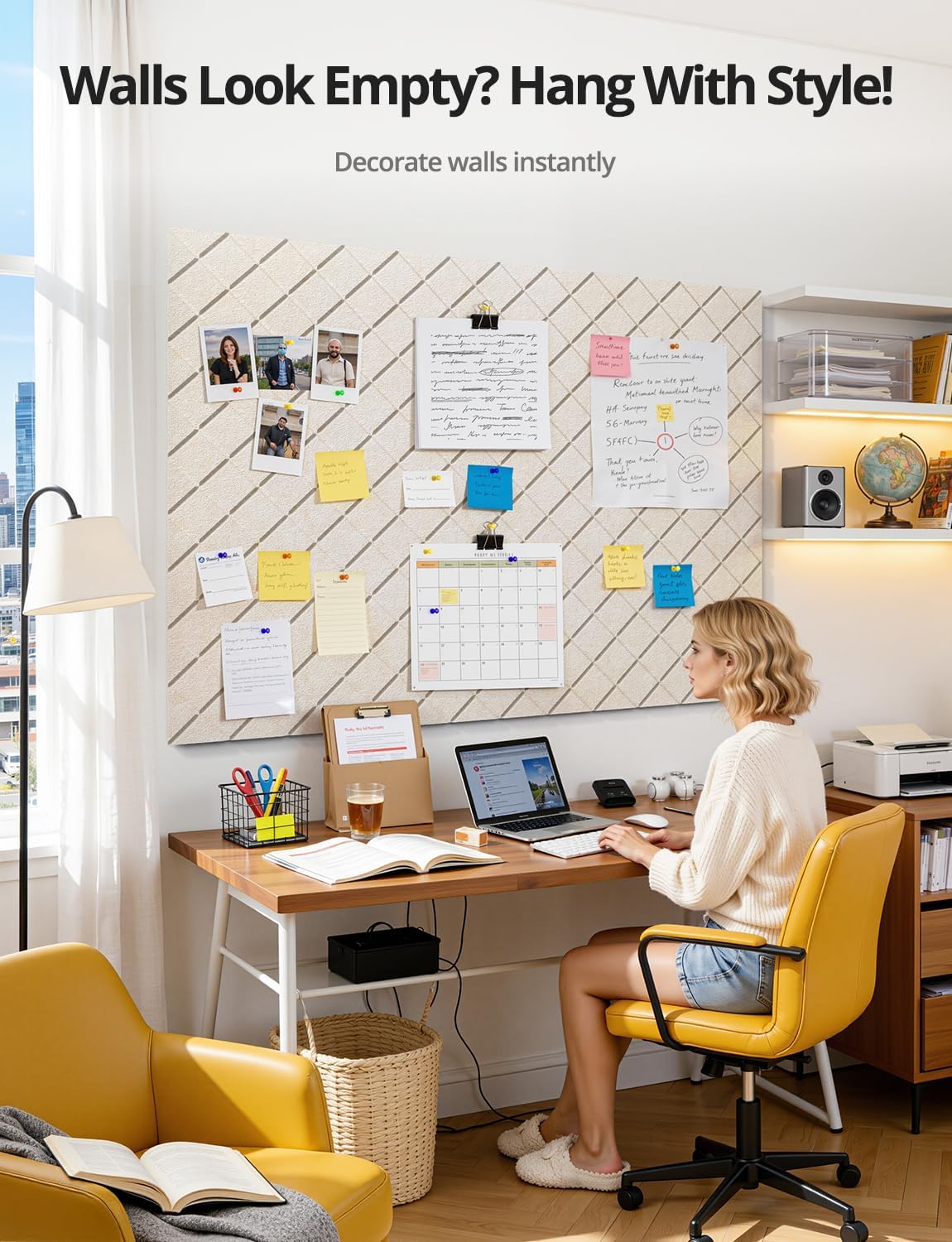 Kuchoow Bulletin Cork Board Large 47.2" x 35.4" Felt Notice Pinboar...