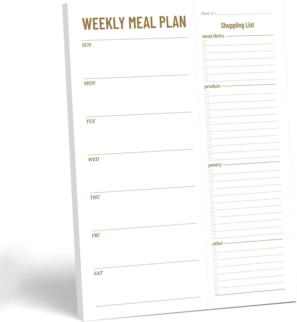 Weekly Meal Planner - Undated Magnetic Notepads with Grocery List, 7" x 9" | 52 Weeks, Meal Planning Pad for Refrigerator Door with Tear-Off Shopping List, Food/Menu Organizer Notepad
