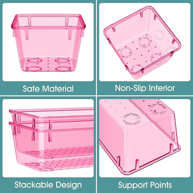 WOWBOX 25 PCS Plastic Drawer Organizer Set, 4 Sizes Desk Drawer Divider - Image 3
