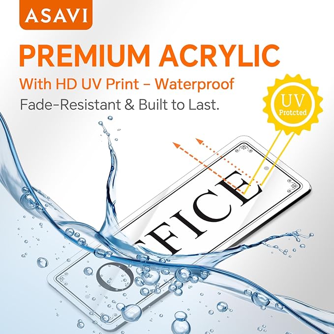 ASAVI “OFFICE” Acrylic Door Sign – Waterproof & Fade-Resistant Office Label - Image 3