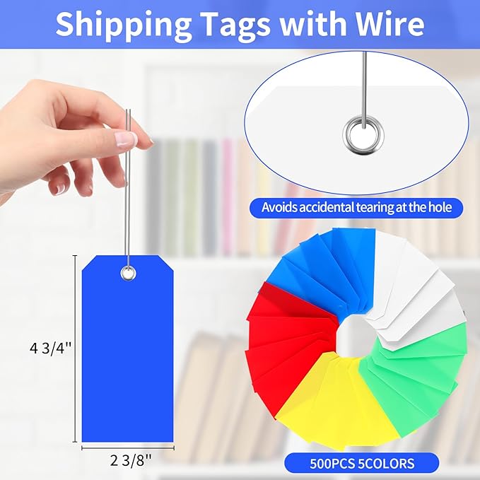 500 Plastic Shipping Tags with Wire - Image 2