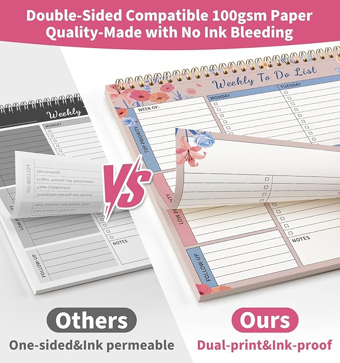 104 Pgs Weekly To Do List Notepad, 52 Duplex-Printed Undated Sheets 100 - Image 5