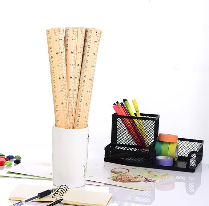 eBoot 12 Pack Wood Ruler Student Rulers Wooden School Rulers Office Ruler - Image 4