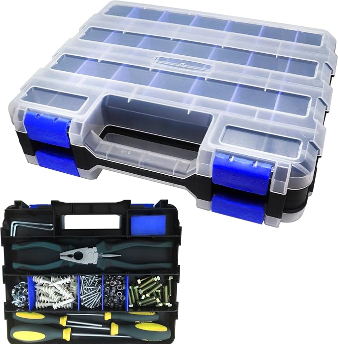 Tools Organizer Box Small Parts Storage Box 50-Compartment Double Side Hardware by BUSY-CORNER