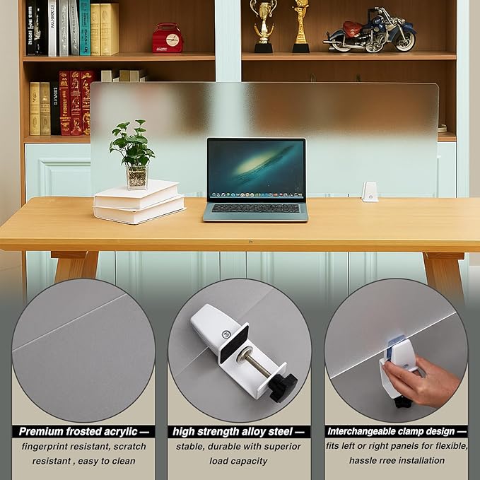 Tatuo 4 Pcs Acrylic Desk Privacy Panel 47.2''l x 15.8w'' Noise and Visual - Image 5