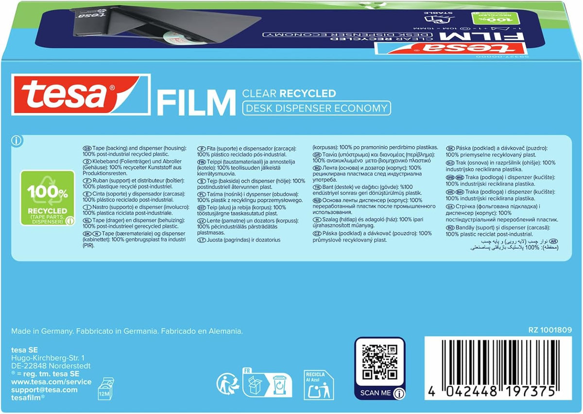 tesafilm Desk Dispenser for Adhesive Tape- Black Includes 1 roll of tesafilm ...