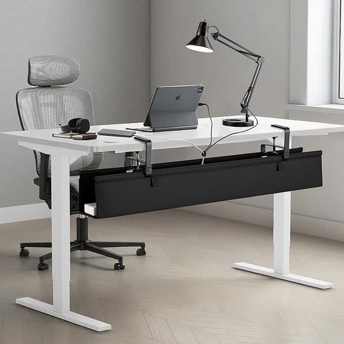 Desk Cable Management Tray, Fabric Cable Organizer, No Drill Large Clamp/Screw - Image 5