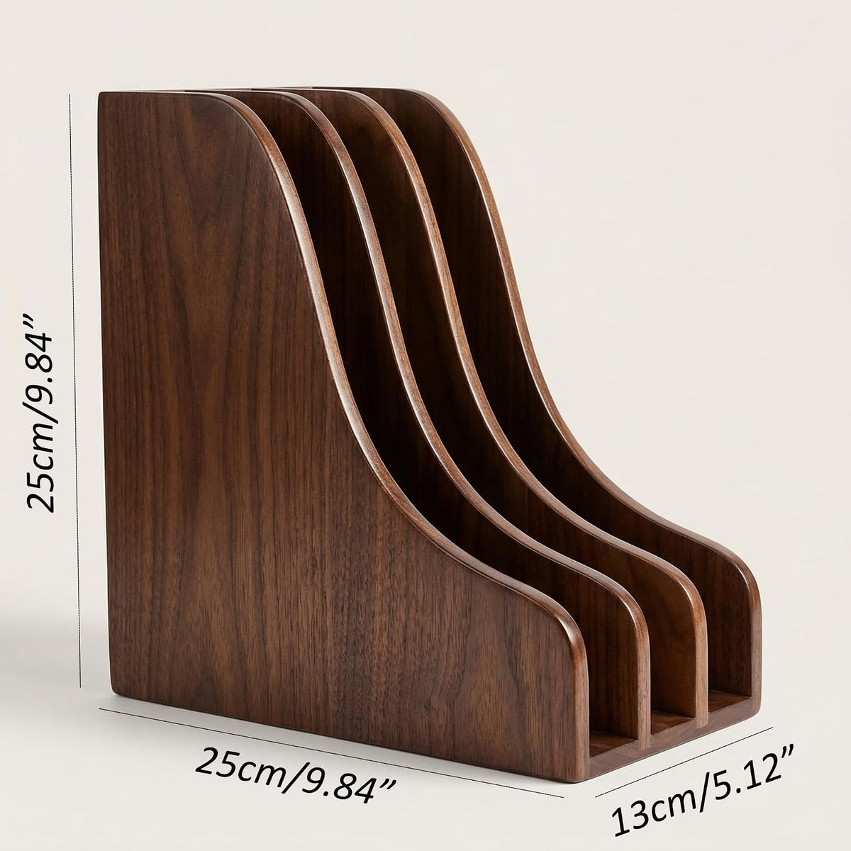 Solid Wood Vertical File Organizer, No Assembly Desk Mail Document Holder