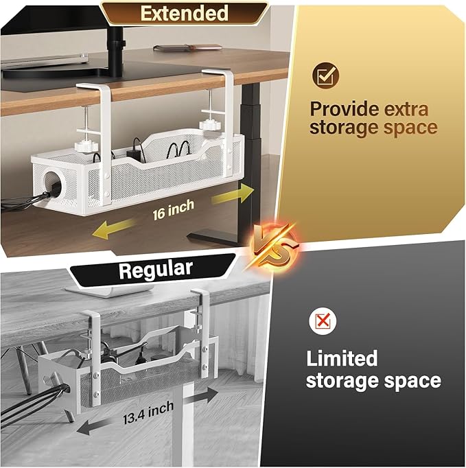 Under Desk Cable Management Large, Cinati 16" Cable Management Box - Image 3