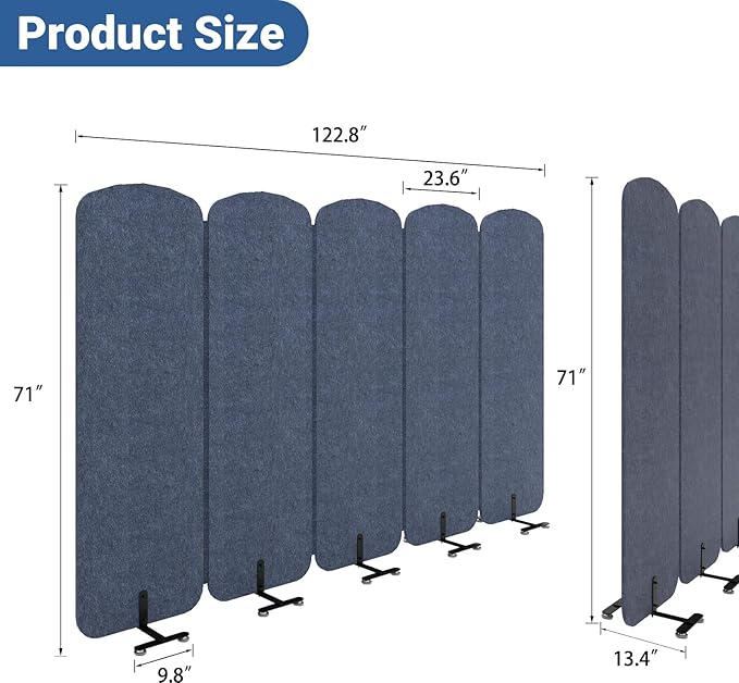 Natwind 5 Panel 122.8 x 71 in Office Room Privacy Protect Space Divider - Image 3