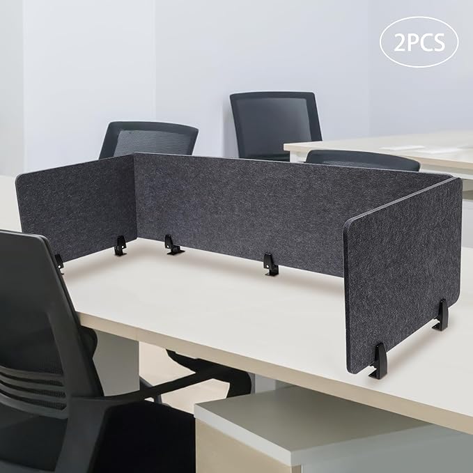 ReFocus Raw Clamp-On Acoustic Desk Divider Mounted Privacy Panel Set – Reduce - Image 3