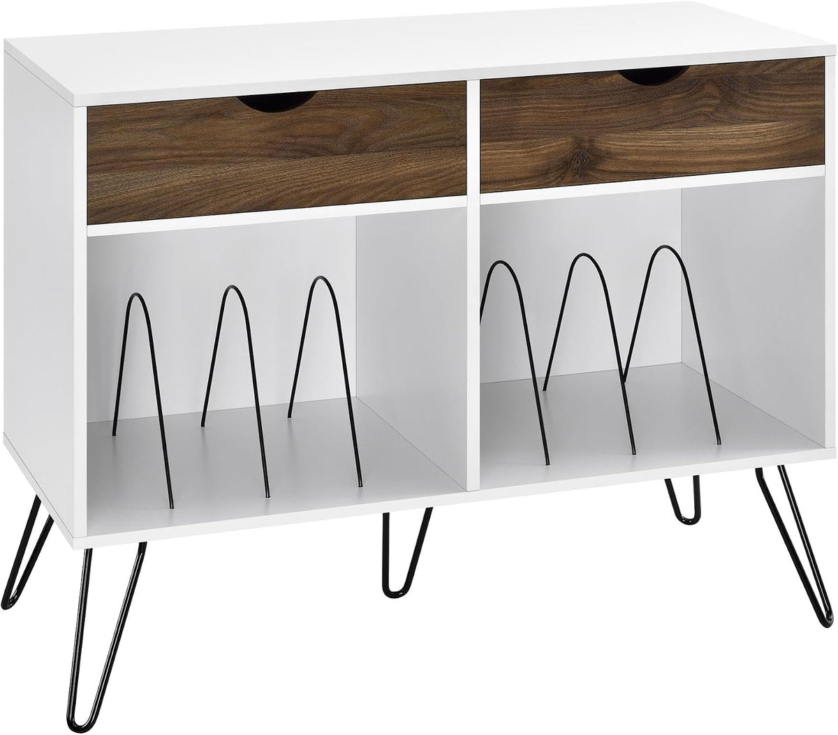 Novogratz Concord Turntable Stand with Drawers, White