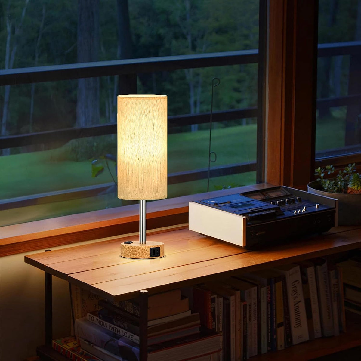 Touch Bedside Table Lamps Set of 2 - Bedroom Lamp with USB A+C, AC Outlet