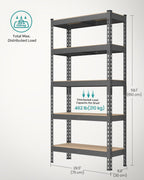 songmics 5-tier storage shelves, load 2310 lb, garage, close-up detail