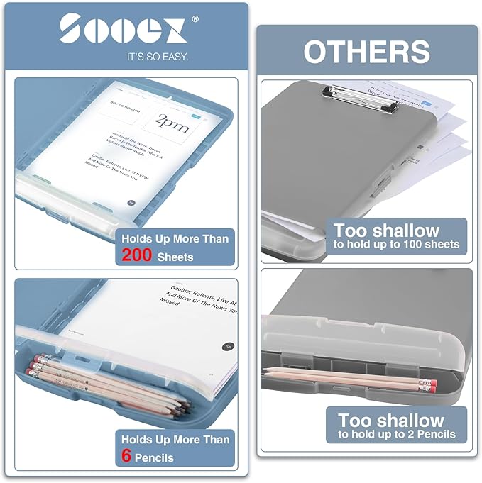 Sooez Clipboard with Storage, High Capacity Nursing Clip Board 8.5 x 11 with - Image 3