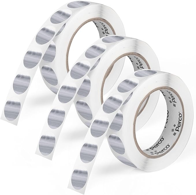 Perco Metallic Silver 1" Round Circle Dot Sticker Labels by Perco