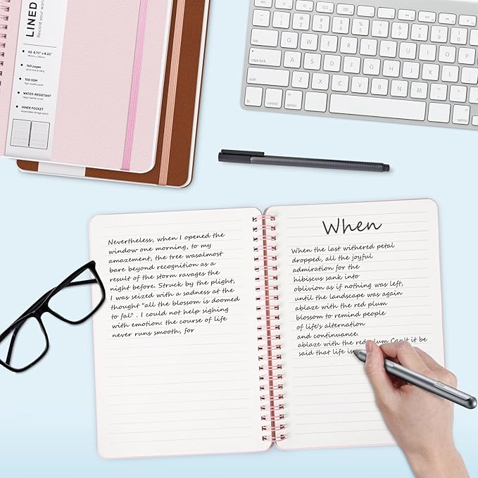 ABERLLS Pink Lined Spiral Journal Notebook - Image 3