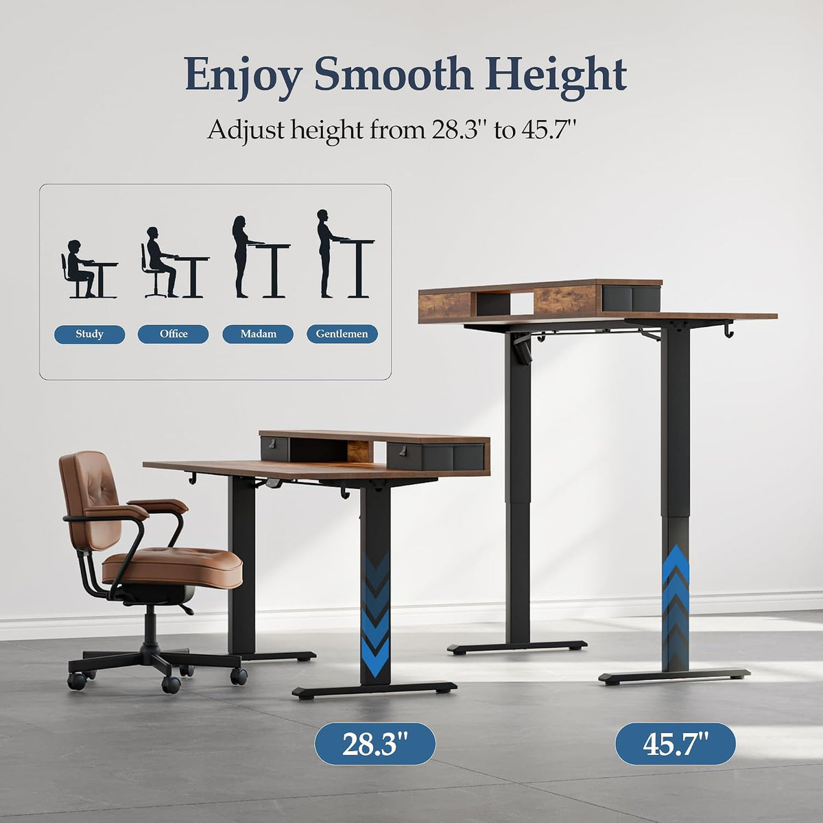 Klicelor 48 x23 Inch Electric Standing Desk with Drawers, Adjustable Height S...