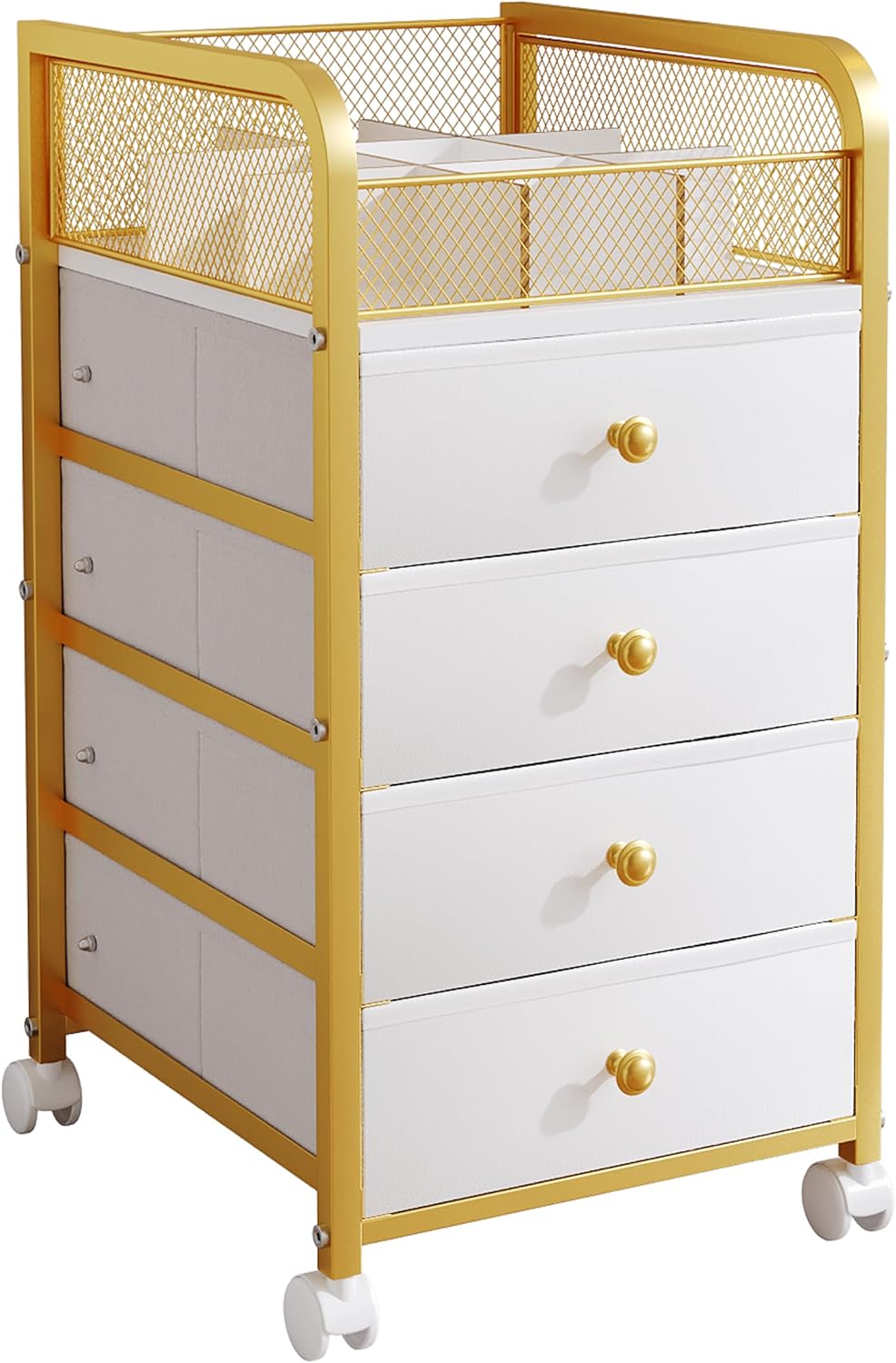 Rolling Makeup Organizer Cart, Under Desk Storage Cart with 4 Drawers