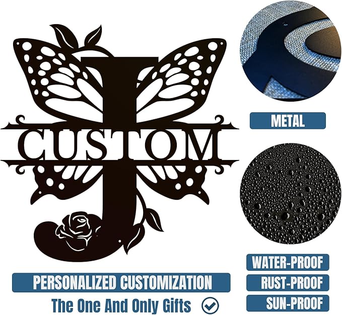 Personalized Custom Letter Name metal Signs, Custom Black Letter Monogram Wall - Image 6