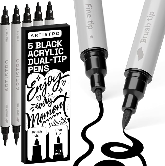ARTISTRO 5 Black Acrylic Paint Markers by ARTISTRO