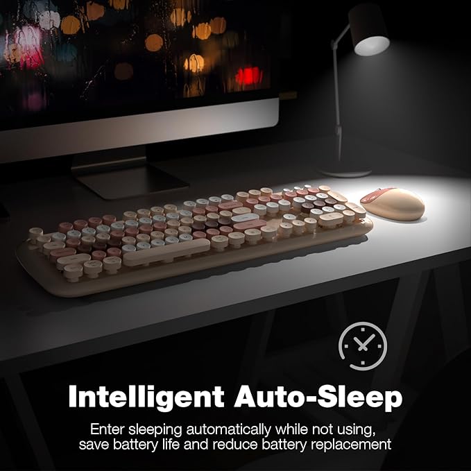 MOFII Wireless Keyboard and Mouse Combo, 2.4G Full-Size Retro Typewriter - Image 3
