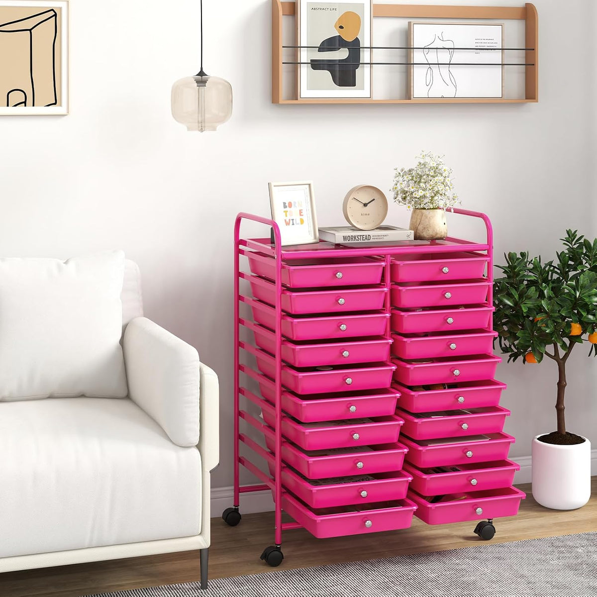Happygrill 20-Drawer Organizer Cart Tools, Mobile Utility Storage Cart