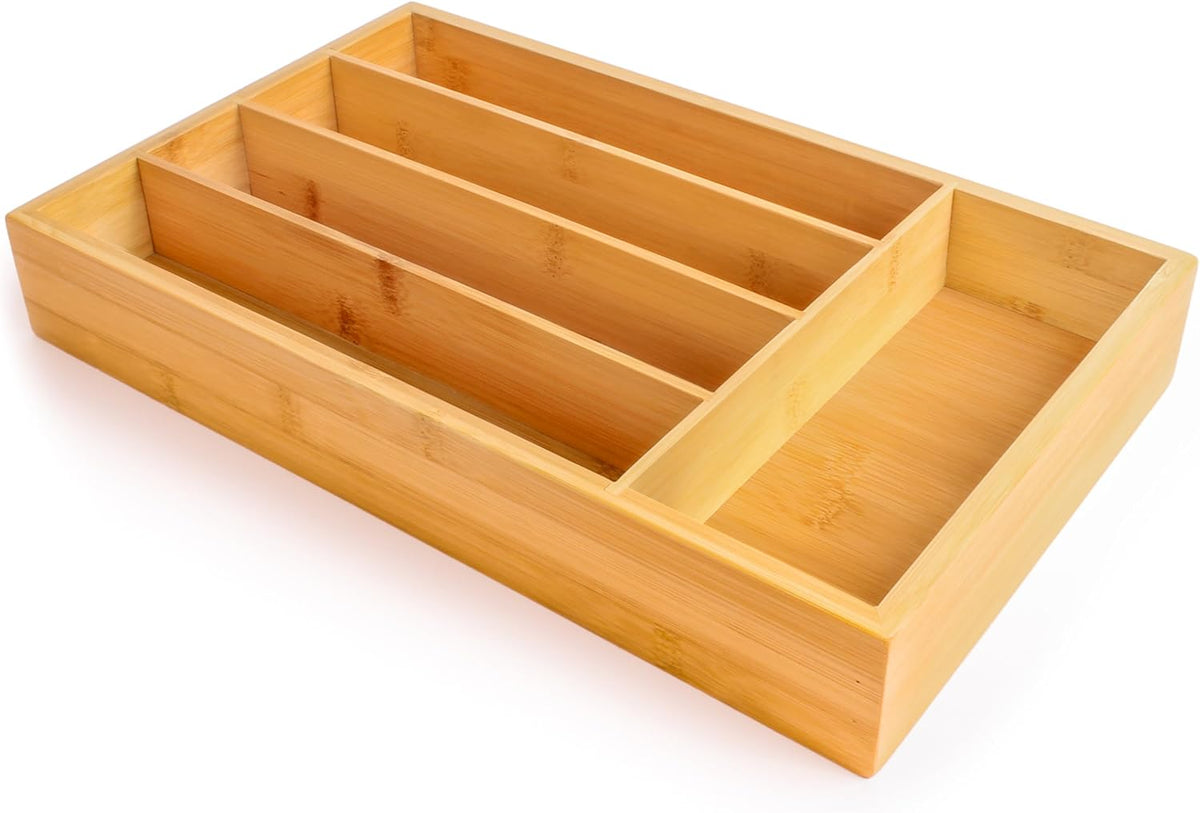 Berghoff Bamboo Kitchen Drawer Organizer, 5 Slot, 13.5"x8.25" Flatw...