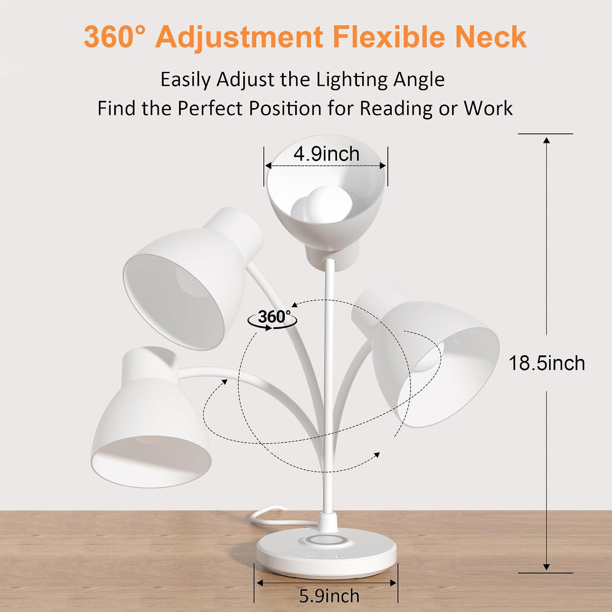 LED Desk Lamp for Home Office with Wireless Charger, White