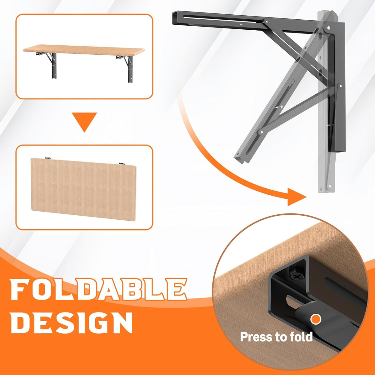 TORACK 16 inch Folding Wall Shelf Brackets, Collapsible Shelf Brackets